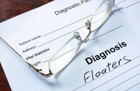 eye floaters | photo showing a prescription form reading: Diagnosis Floaters